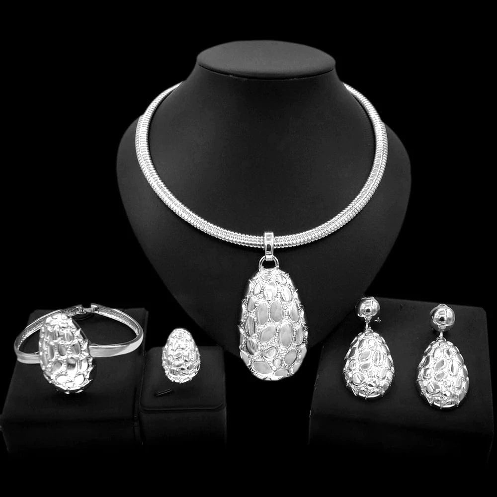 Yulaili Hot Sale Fashion Brazilian 18k Accessories For Women Portable Necklace American Diamond Gold Plated Wedding Jewelry Sets