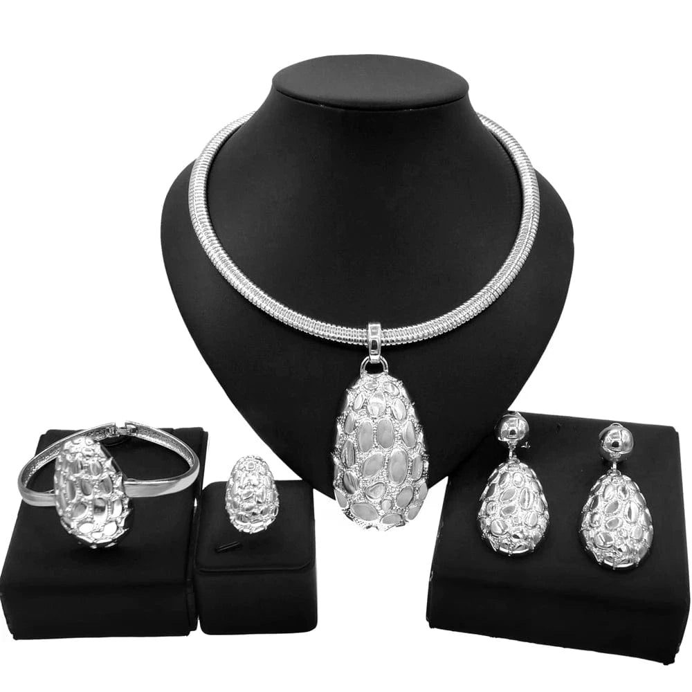 Yulaili Hot Sale Fashion Brazilian 18k Accessories For Women Portable Necklace American Diamond Gold Plated Wedding Jewelry Sets