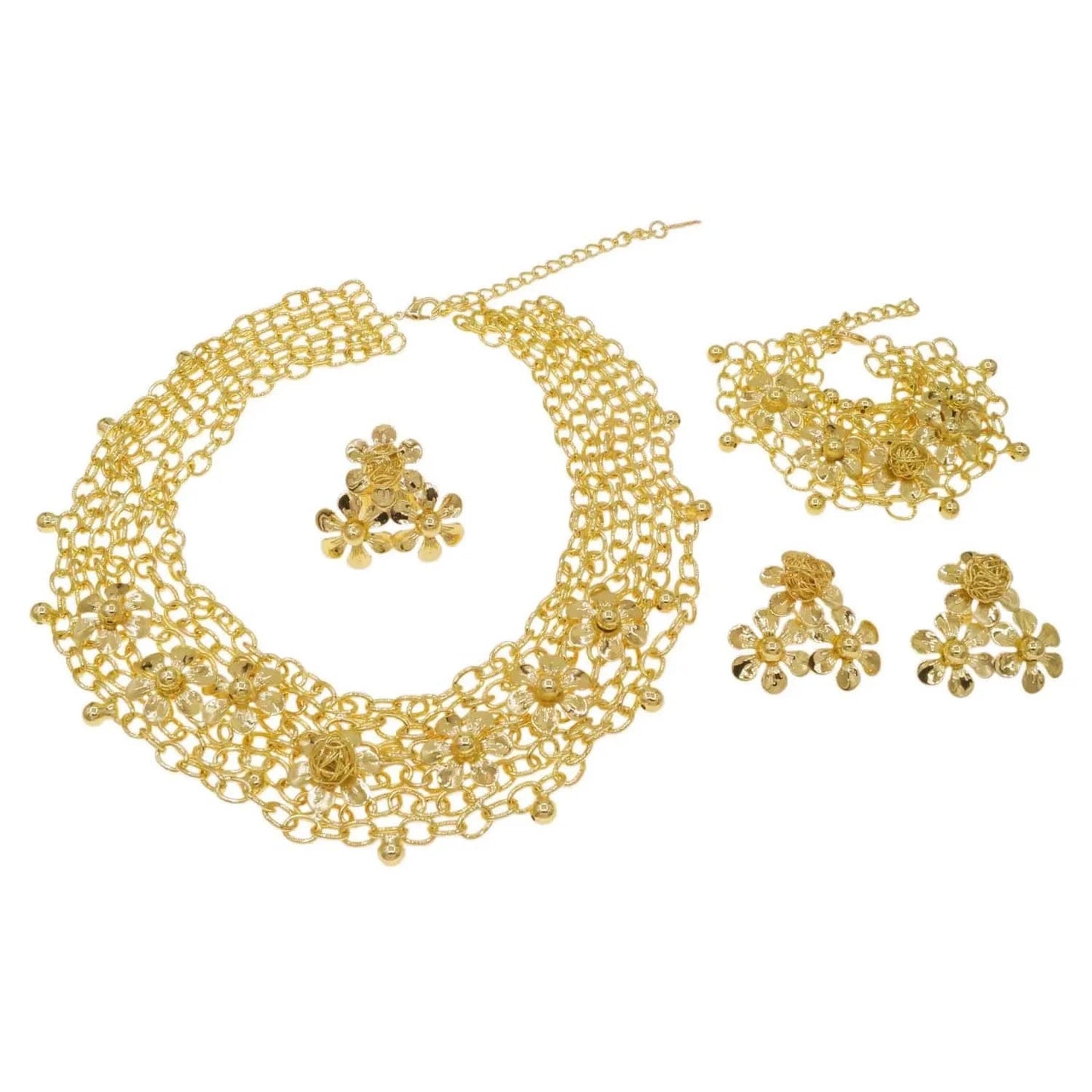Yulaili New Design Brazilian Gold Plating Jewelry Sets Copper Necklace Earrings Jewellery Set Fashion Women Party Banquet Gift
