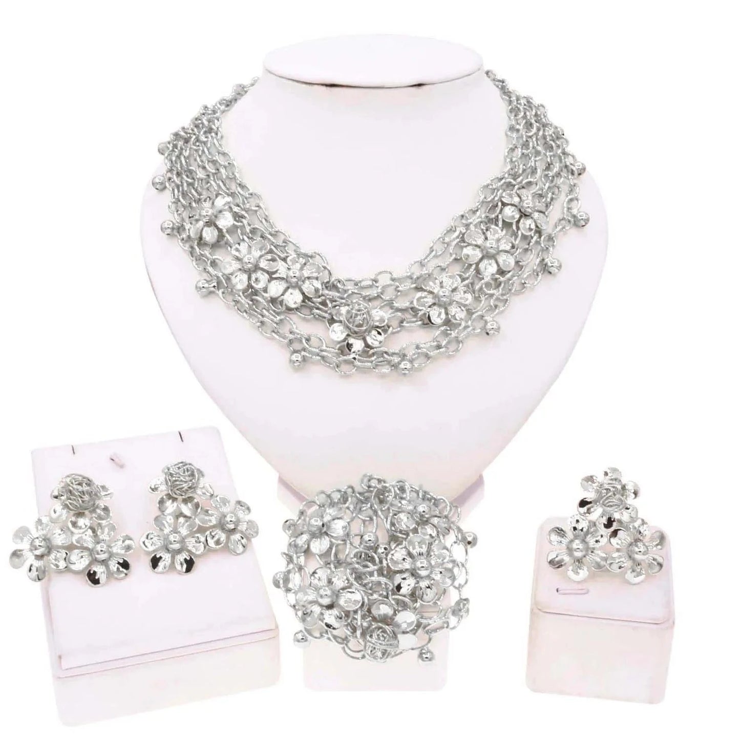 Yulaili New Design Brazilian Gold Plating Jewelry Sets Copper Necklace Earrings Jewellery Set Fashion Women Party Banquet Gift