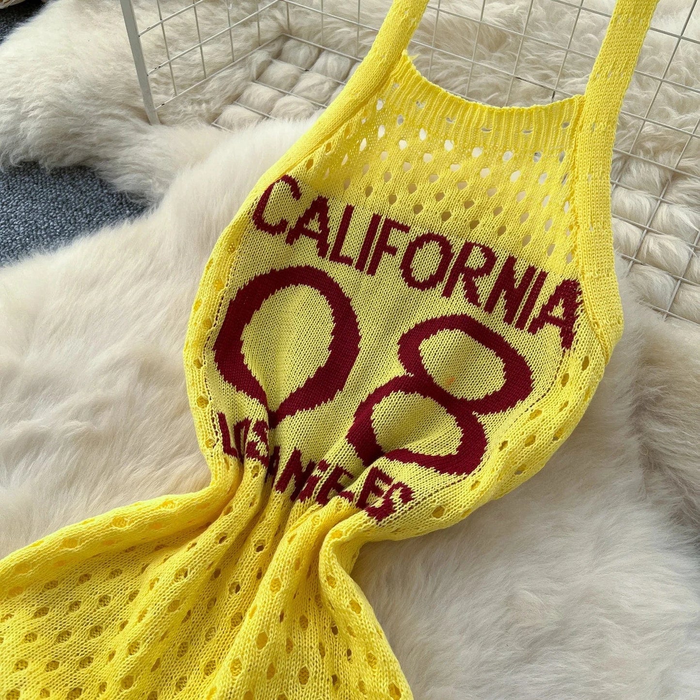 YuooMuoo Women Dress 2025 Summer Ins Hot Letter Print Halter Knitted Beach Dress Chic Fashion Sexy Wrap Hip Streetwear Vestidos