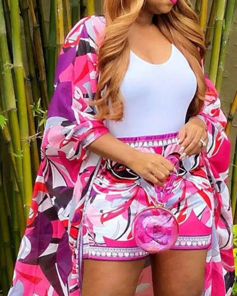 Z104608 2023 summer 2 piece set women tops two piece pants Plus Size Women's Sets women pants 2 piece sets kimono