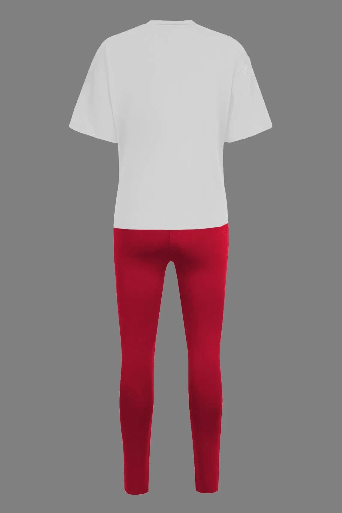 Z179795 2024 summer hot Casual red white ture religion Letter Print Plaid two piece short tshirt set long pants for women