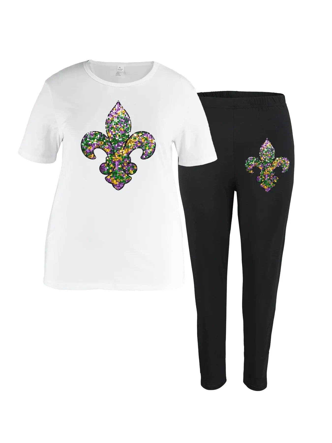 Z182573 2024 custom logo saint print T-shirt long pant long two-piece shirt and pants for women