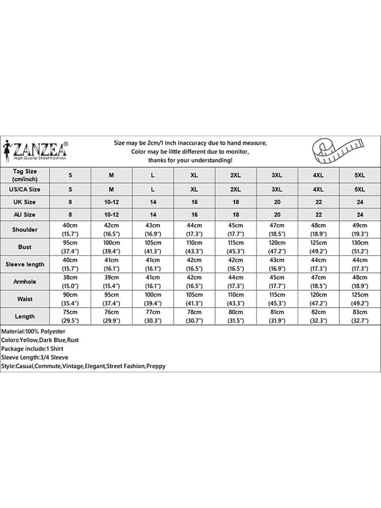 ZANZEA 2024 Summer Shirt Women Floral Prined Bohemian Stand Collar 3/4 Sleeve Casual Vintage Elegant Blusas Loose Tunic Tops