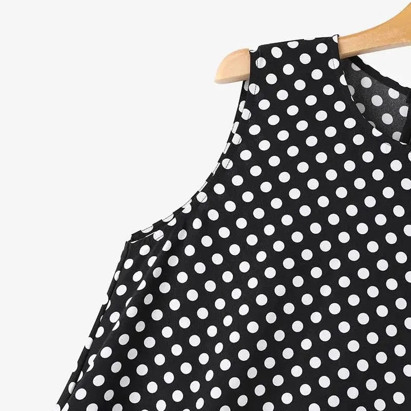 ZANZEA Bohemian Point Dot Printed Dress Women Summer Vestidos 2024 Elegant Sexy Sleeveless Casual Loose Vintage Beach Sundress