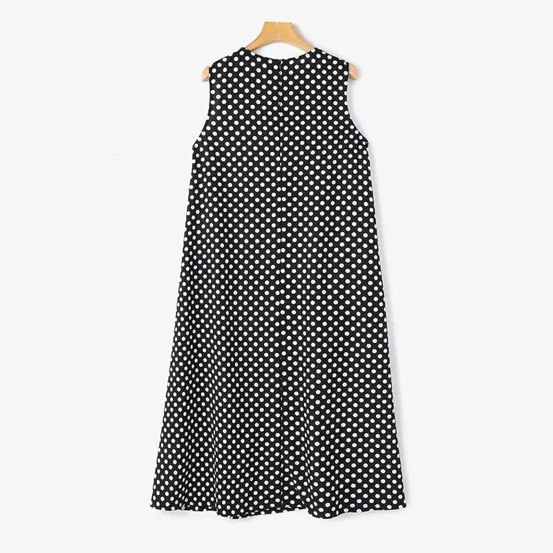 ZANZEA Bohemian Point Dot Printed Dress Women Summer Vestidos 2024 Elegant Sexy Sleeveless Casual Loose Vintage Beach Sundress