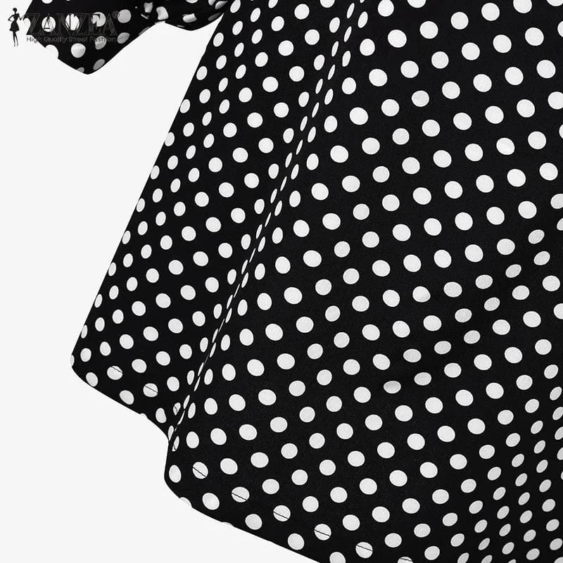 ZANZEA Bohemian Printed Vestidos 2024 Women Turtleneck Dresses Casual Zipper Mini Sundress Fashion Lantern Long Sleeve Robe