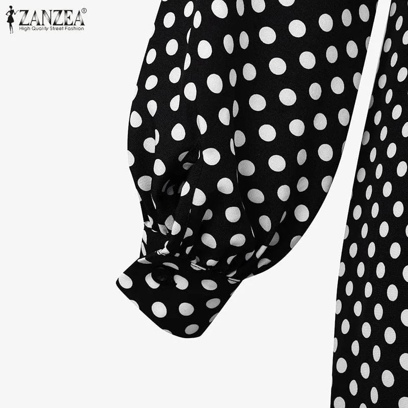 ZANZEA Bohemian Printed Vestidos 2024 Women Turtleneck Dresses Casual Zipper Mini Sundress Fashion Lantern Long Sleeve Robe
