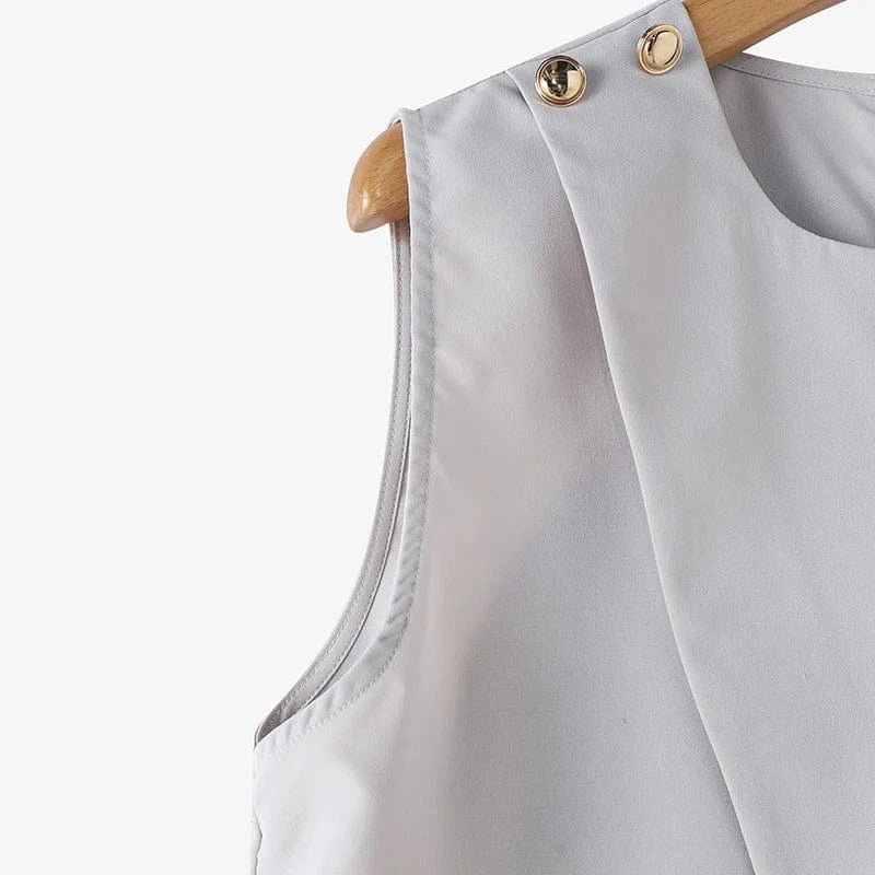 ZANZEA Elegant Round Neck Tank Tops Women Office Lady Buttons Camis 2024 Summer Sleeveless Tanks Fashion Irregular Solid Vests