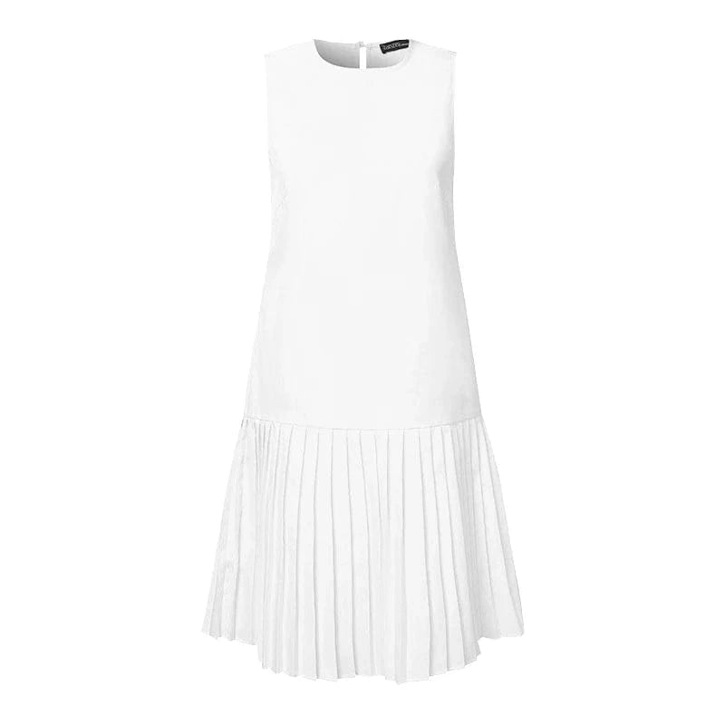 ZANZEA Summer Women Sleeveless Mini Dress 2024 Elegant Party Tank Vestidos Ladies Casual Solid Color Pleated Short Sundress