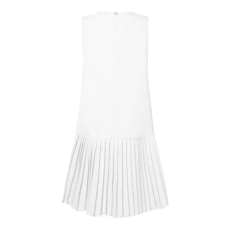 ZANZEA Summer Women Sleeveless Mini Dress 2024 Elegant Party Tank Vestidos Ladies Casual Solid Color Pleated Short Sundress