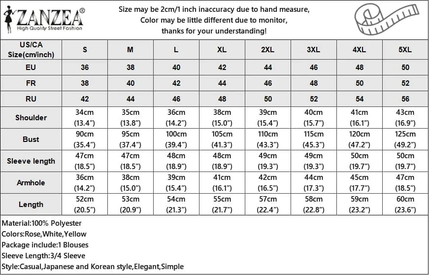 ZANZEA Women Elegant Party Blouse Summer Puff 3/4 Sleeve Tops Shirt 2024 Fashion Solid Boat Neck Tunic Korean Office Lady Blusas