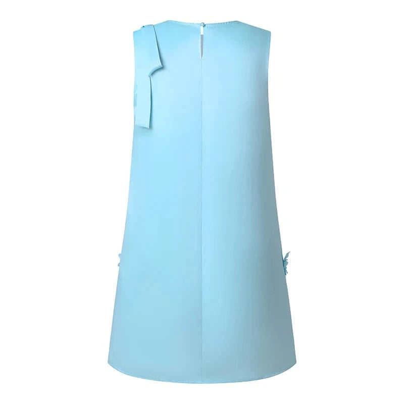 ZANZEA Women Elegant Sleeveless Mini Dress Korean Decor Flower Bow Tank Robe 2024 Autumn Round Neck Vestidos Holiday Party Dress