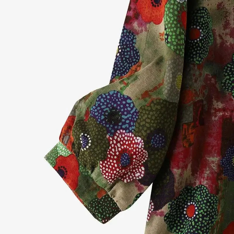 ZANZEA Women Long Sleeve Blouse 2024 Autumn Retro Floral Print Shirts Vintage Office Lady Cotton Chemise Holiday Round Neck Tops