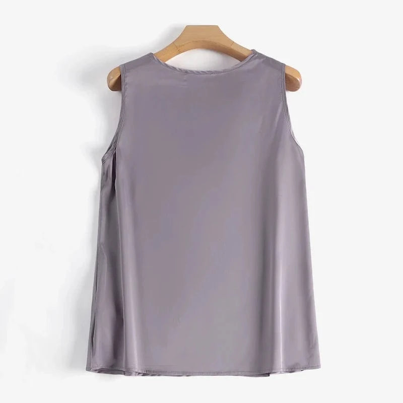 ZANZEA Women Satin Tank Tops Elegant Cowl Neck Sleeveless Blouse Korean Fashion Silk Solid Color Tanks Office Lady Sexy Camisole