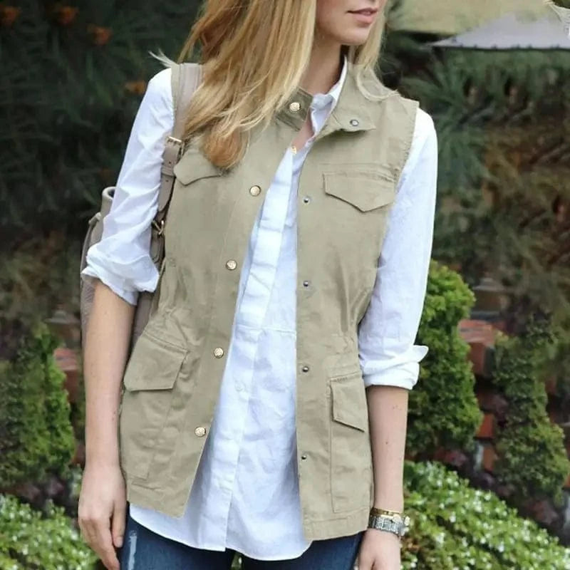 ZANZEA Women Sleeveless Waistcoat Korean Fashion Stand Collar Vest Casual Pockets Solid Tank Outwear 2024 Summer Waist Overalls