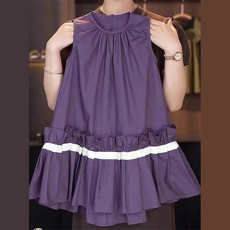 ZANZEA Women Solid Mini Dress Fashion Rufffled Stitching Pleats Vestidos 2024 Summer Sleeveless Tank Robe Casual O-neck Sundress
