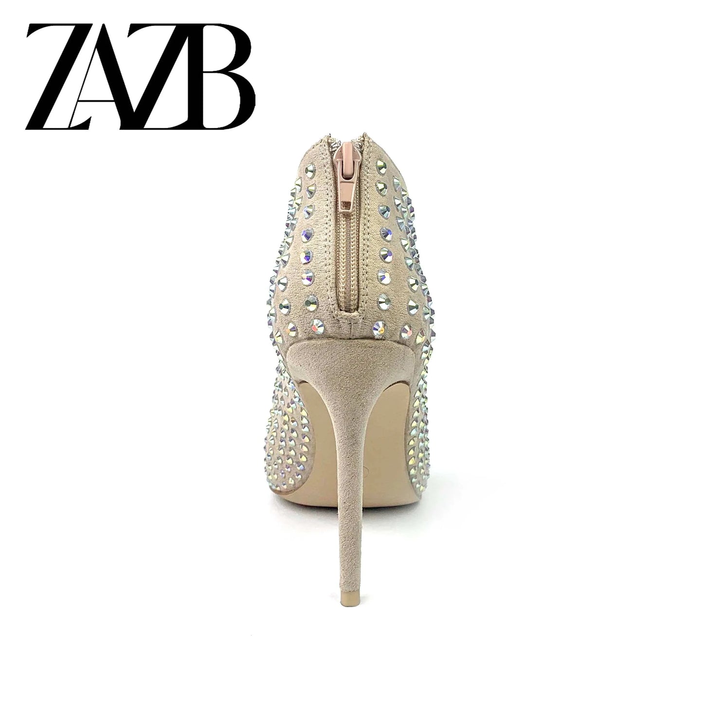 ZAZB Autumn New Women's Boot with Black Broken Diamonds and Fine Heel High Elastic Mid length Boots