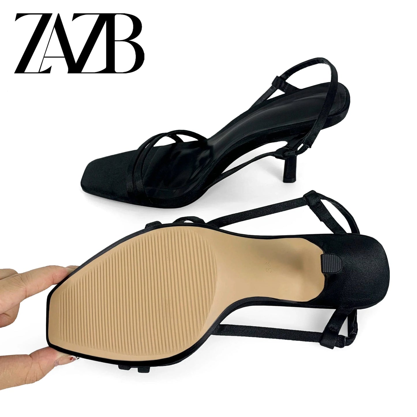ZAZB brand custom leather high heels shoes for women sandals Slim sexy wedding bride elegant ladies and chaussures pour femmes