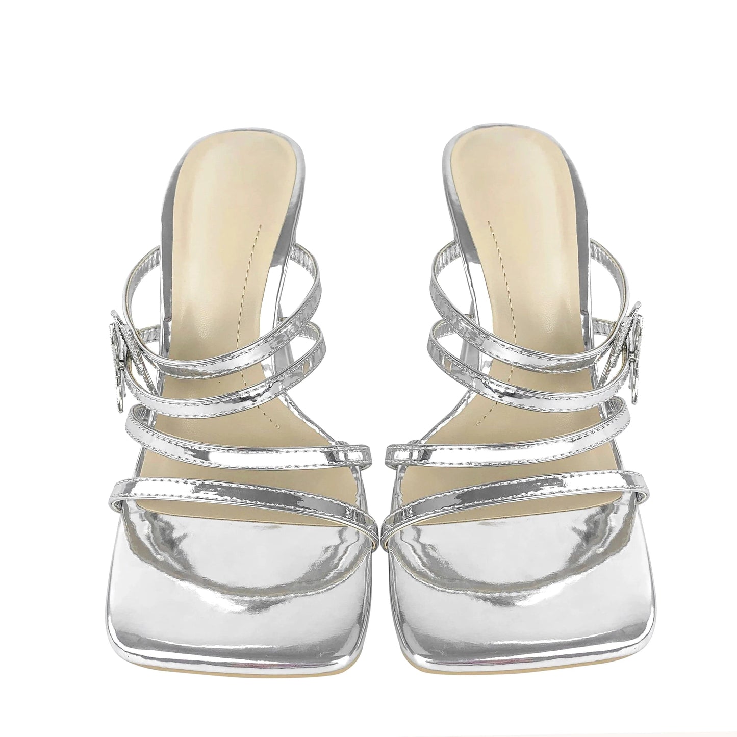 ZAZB Brand Customized Leather Silver Lacquer Leather High Heel Slippers Women's Slippers Wedding Dress Women's Clothing