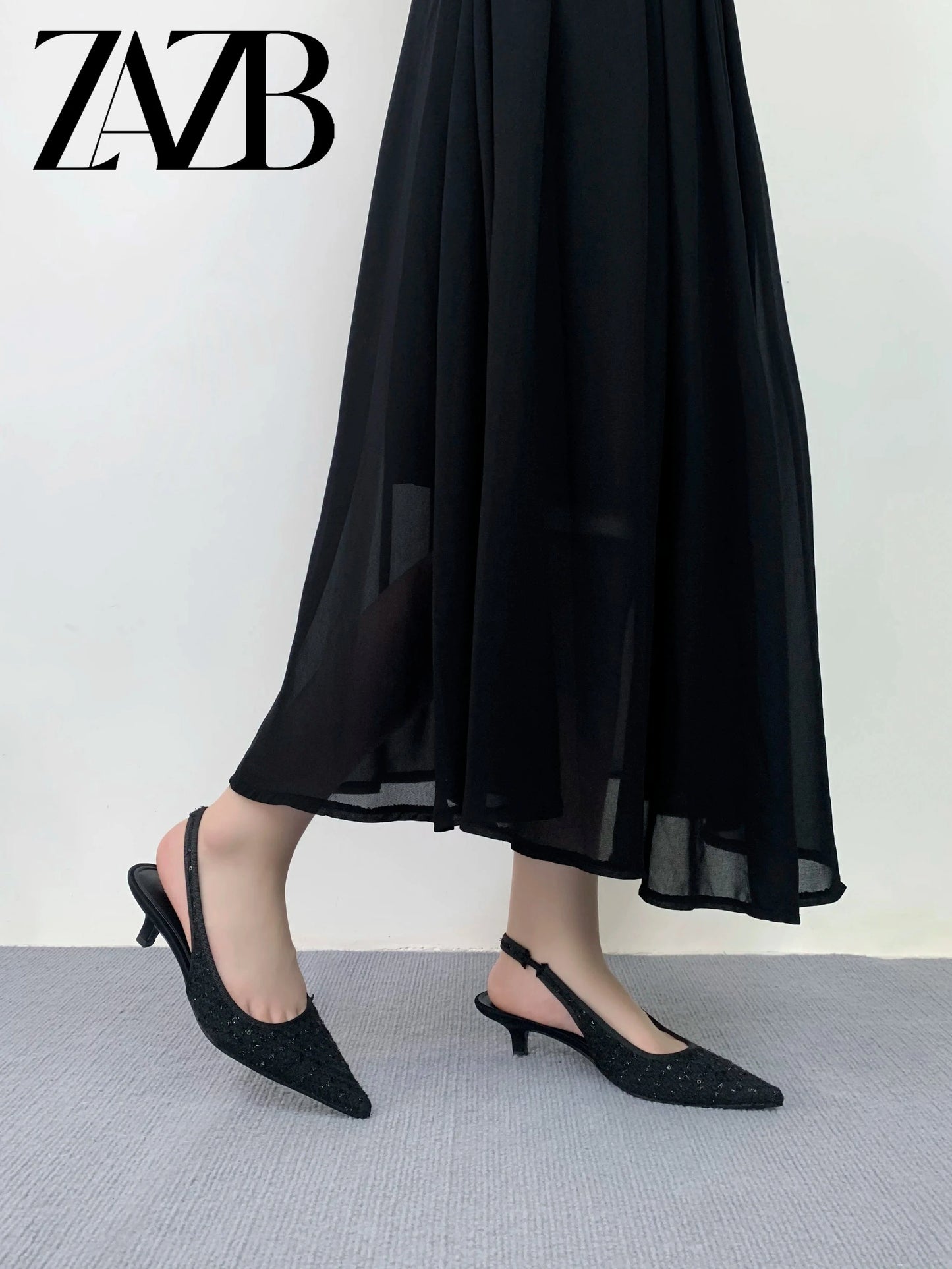 ZAZB Brand Women's Customized Black Mid Heel Sandals Bridal Shoes Elegant Women