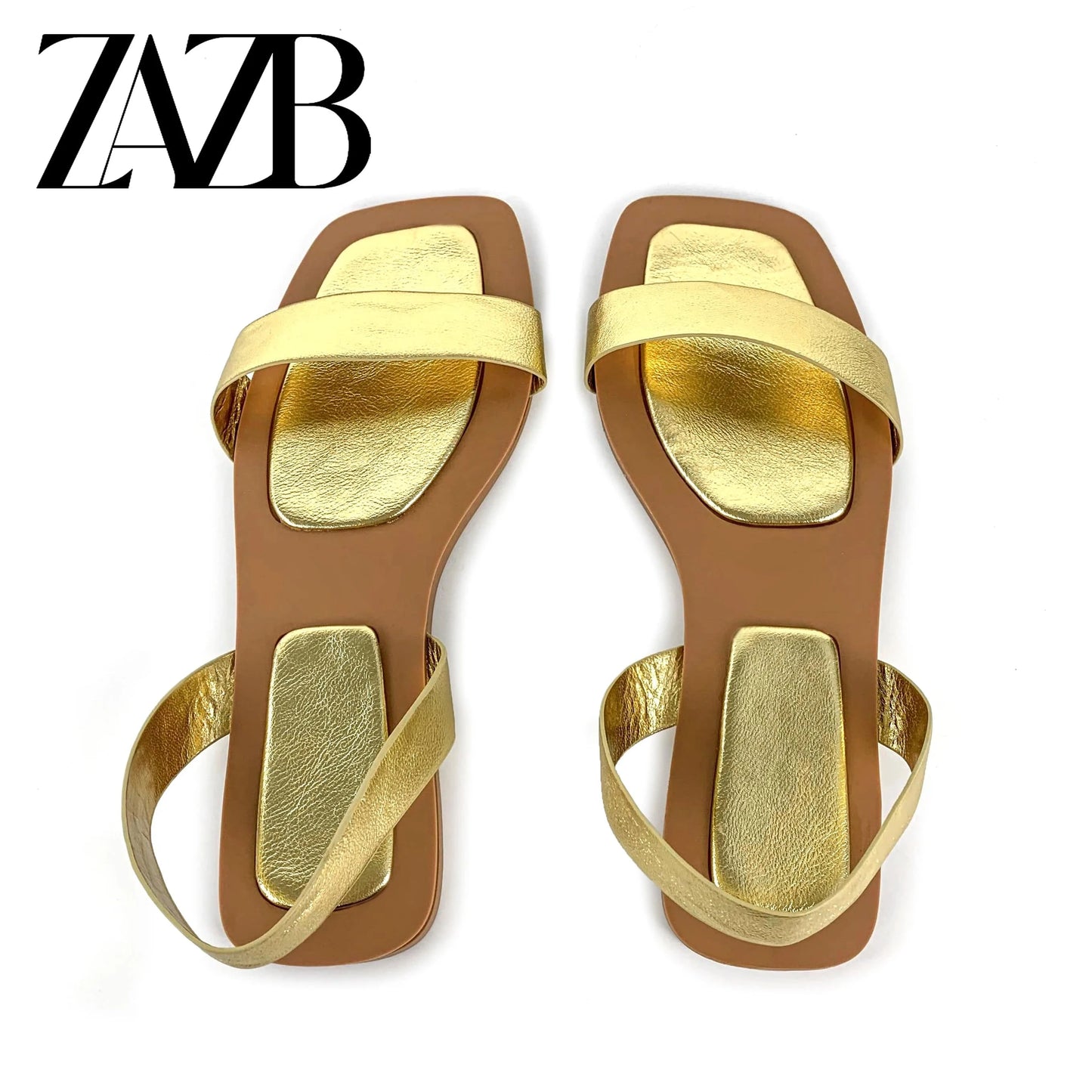 ZAZB Brand Women's Customized Leather Flat Bottom Sandals Wedding Bride Ladies and Women's Dress