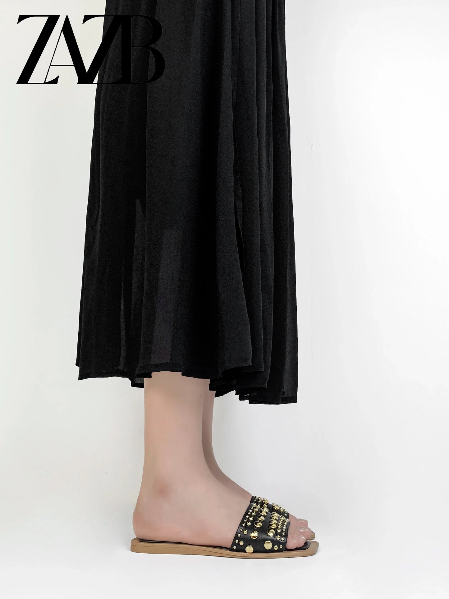 ZAZB Customized metal buckle designer shoes Women's slippers High heels Luxury slippers Women's fashion