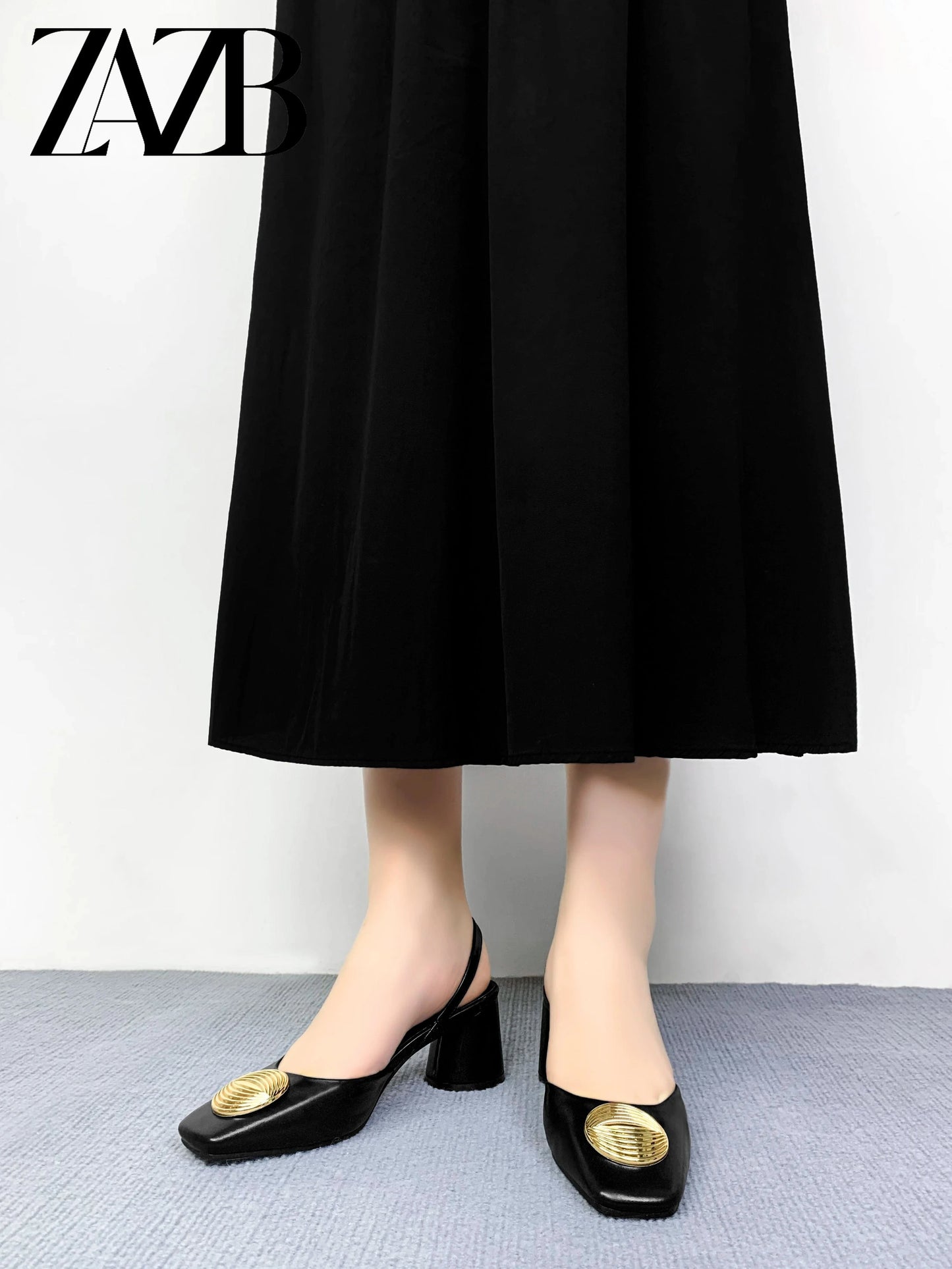 ZAZB New Women's High Heel Sandals Wedding Dress Open Heel Shoes Women's Thick Heel Shoes