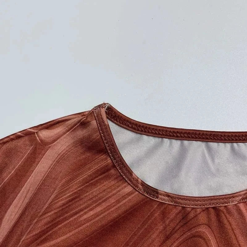 ZD230834 Fashion Designer Custom Fall Y2k Clothes Print Round Neck Long Sleeve Slim Elastic Casual Maxi Dress