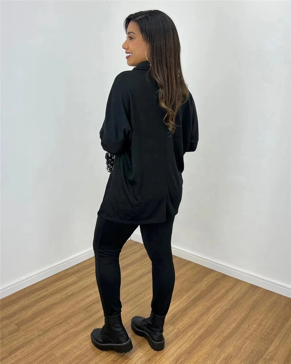 ZHEZHE 2024 Autumn And Winter Women's Solid Color High Neck Sweatshirts And Gym Leggings 2 Piece Set Women Lounge Wear