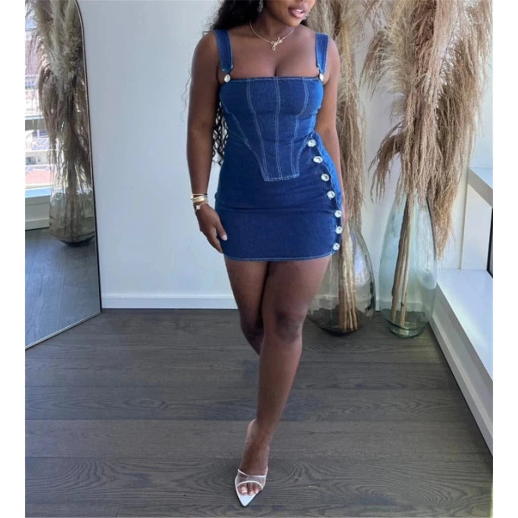 ZHEZHE 2024 Spring Jeans Mini Skirt Outfit Sexy Women Elegant Two Pieces Denim Club Matching Set Top+short Skirt