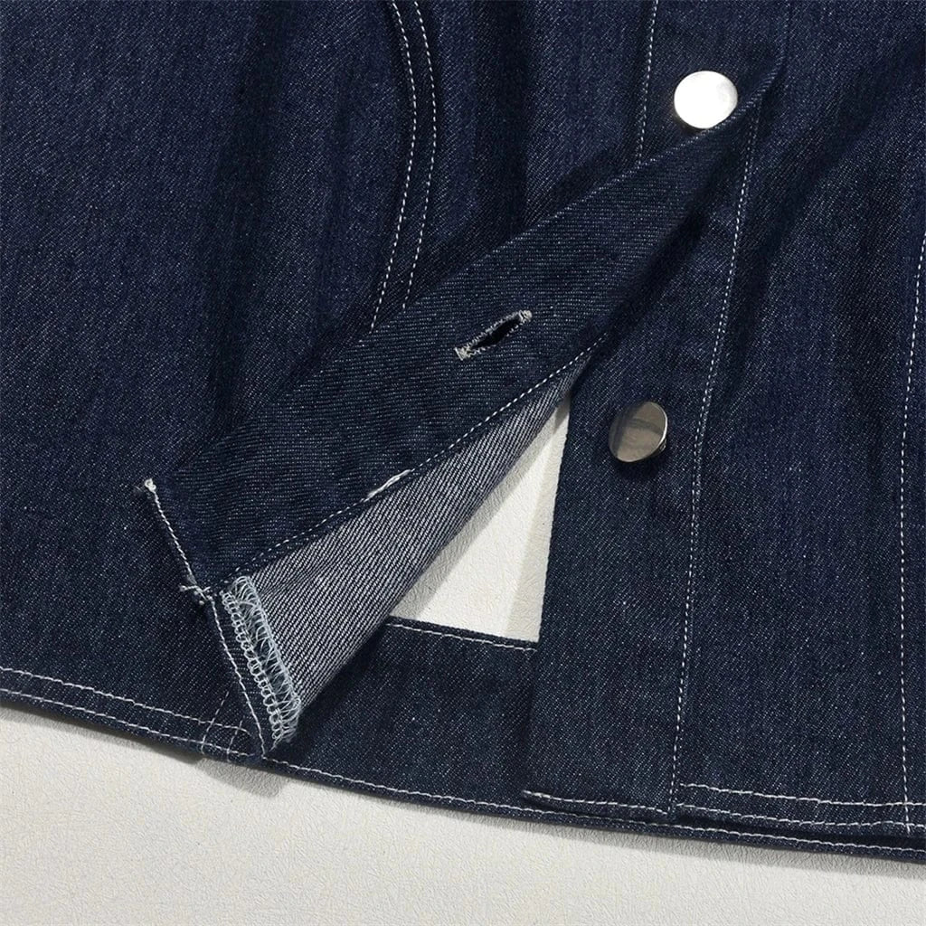 ZHEZHE 2024 Wholesale Jeans Sexy 2 Piece Sets For Women Halter Backless CropTop Matching Elastic Maxi Skirt Women Denim Set