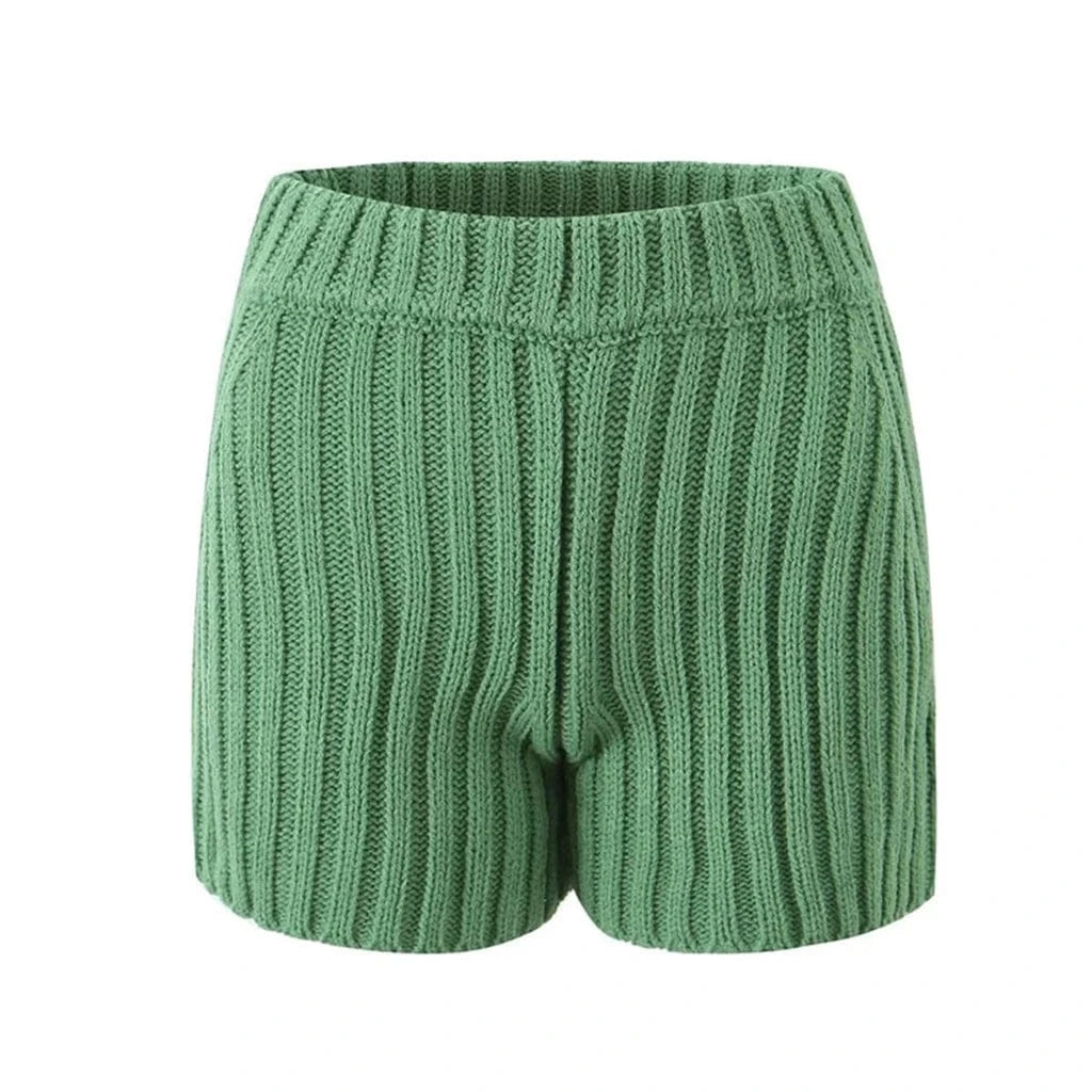 ZHEZHE Autumn Winter Knitted Women 2 Piece Sets Soild Long Sleeve Pullover Top and Casual Shorts Street Outfits