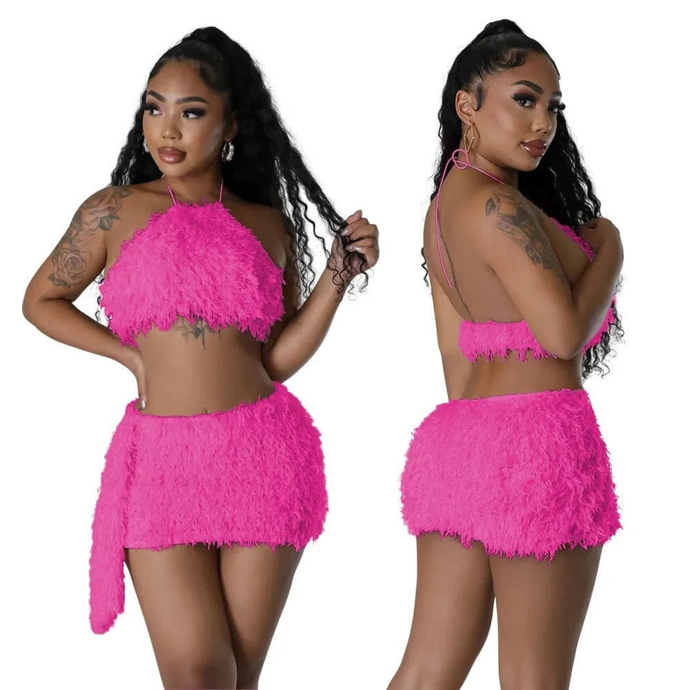 ZHEZHE New Arrivals 2024 Spring Fashion Sexy Women Clothing Sling Vest Street Wear Skirt Two Piece Set Women's Set