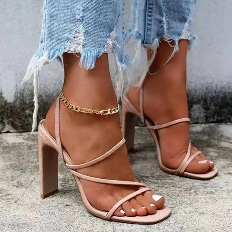 ZHEZHE New Large size square toe block buckle thick high heel sandals wedge female plate sandal  for women lady girl