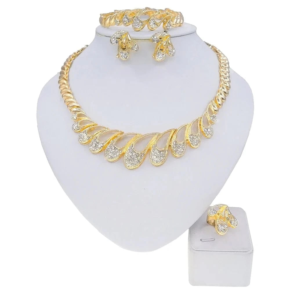 Zhuerrui Brand Designer Hot Selling Jewelry 18k Gold Wedding Jewelry Set Accessories Big Brazilian Gold Jewelry Sets HC10026