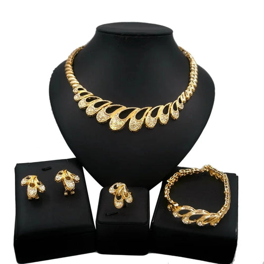 Zhuerrui Brand Designer Hot Selling Jewelry 18k Gold Wedding Jewelry Set Accessories Big Brazilian Gold Jewelry Sets HC10026
