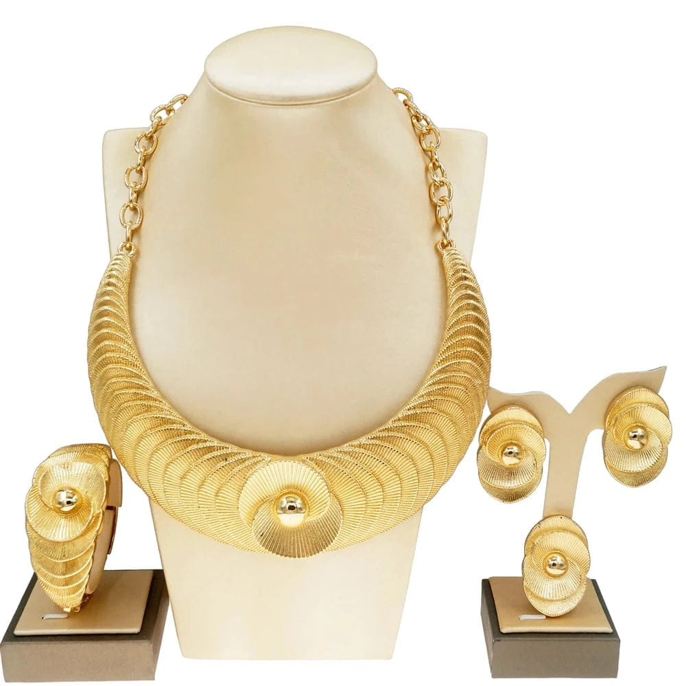 Zhuerrui Italian Ladies Party Jewelry Set Premium Brazilian Necklace Earring Sets Dubai Bridal Wedding Jewelry Sets H00515