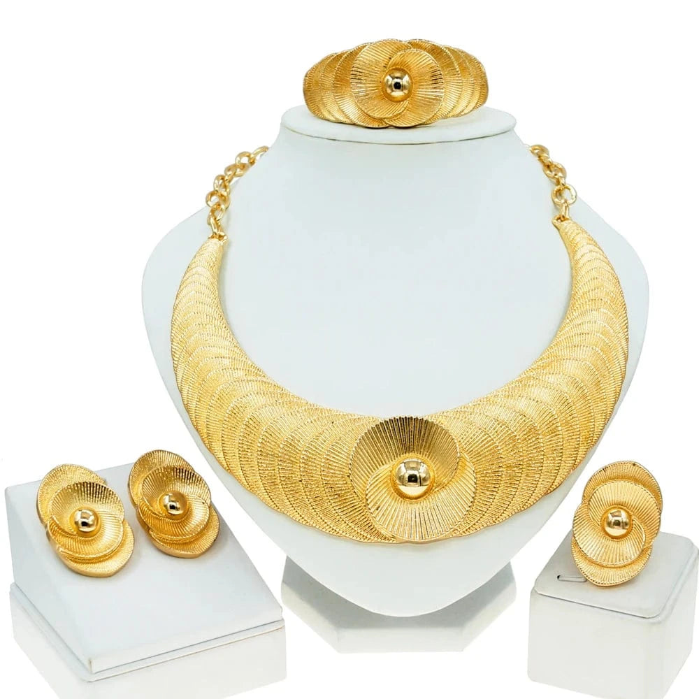 Zhuerrui Italian Ladies Party Jewelry Set Premium Brazilian Necklace Earring Sets Dubai Bridal Wedding Jewelry Sets H00515
