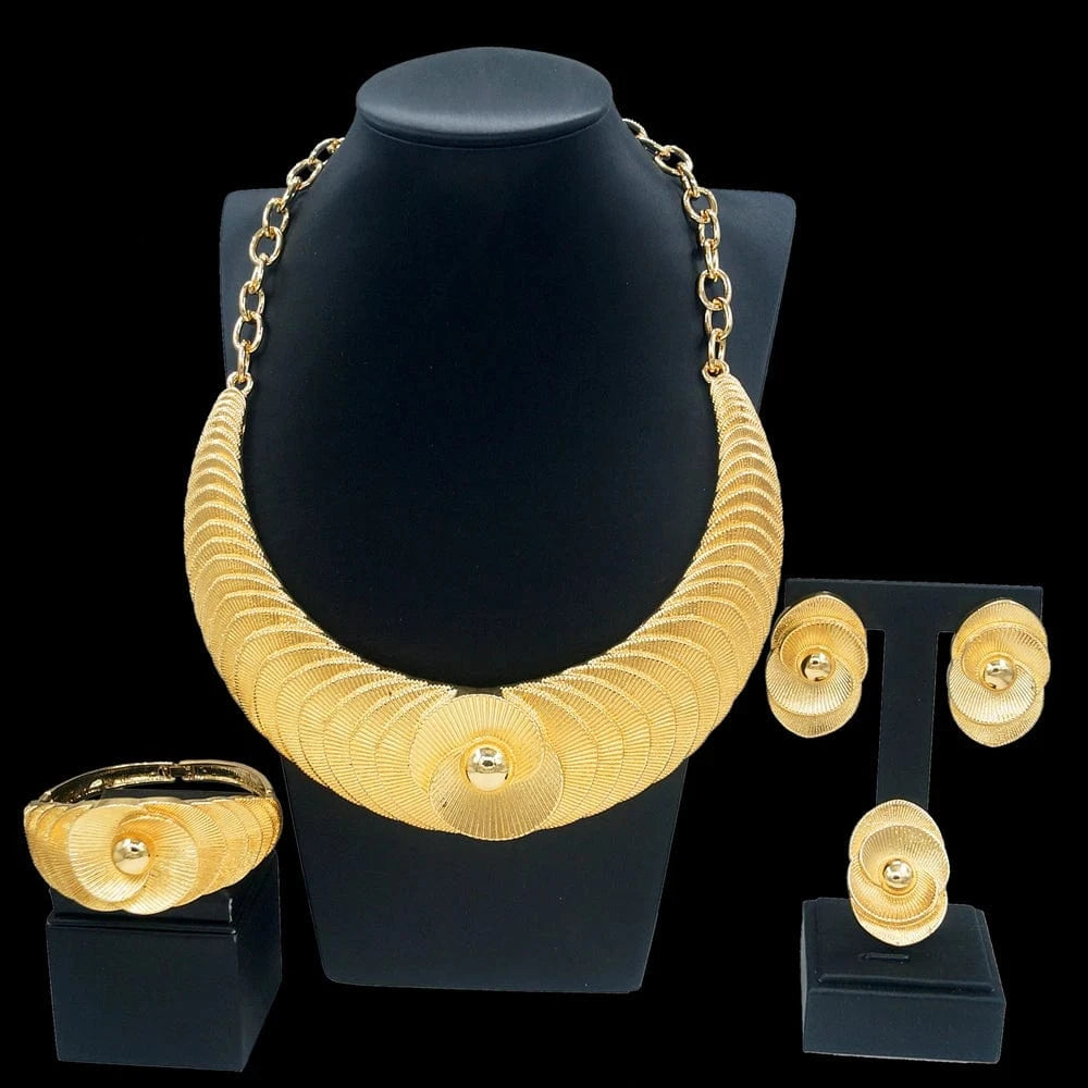 Zhuerrui Italian Ladies Party Jewelry Set Premium Brazilian Necklace Earring Sets Dubai Bridal Wedding Jewelry Sets H00515