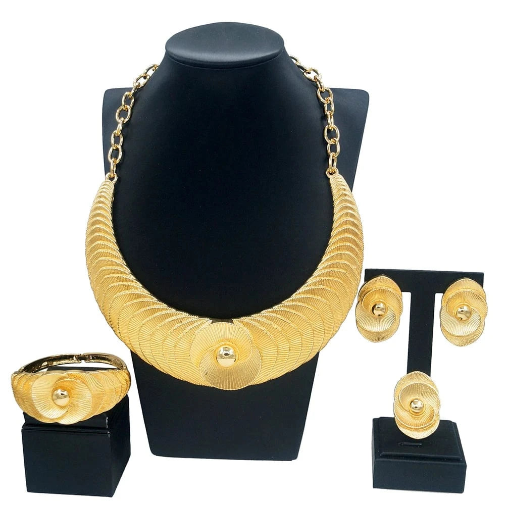 Zhuerrui Italian Ladies Party Jewelry Set Premium Brazilian Necklace Earring Sets Dubai Bridal Wedding Jewelry Sets H00515