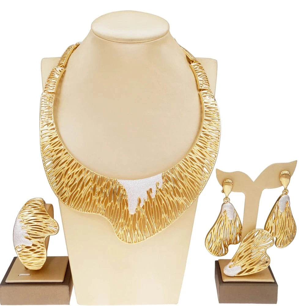 Zhuerrui Italian Ladies Party Jewelry Set Premium Brazilian Necklace Earring Sets Dubai Bridal Wedding Jewelry Sets H00570