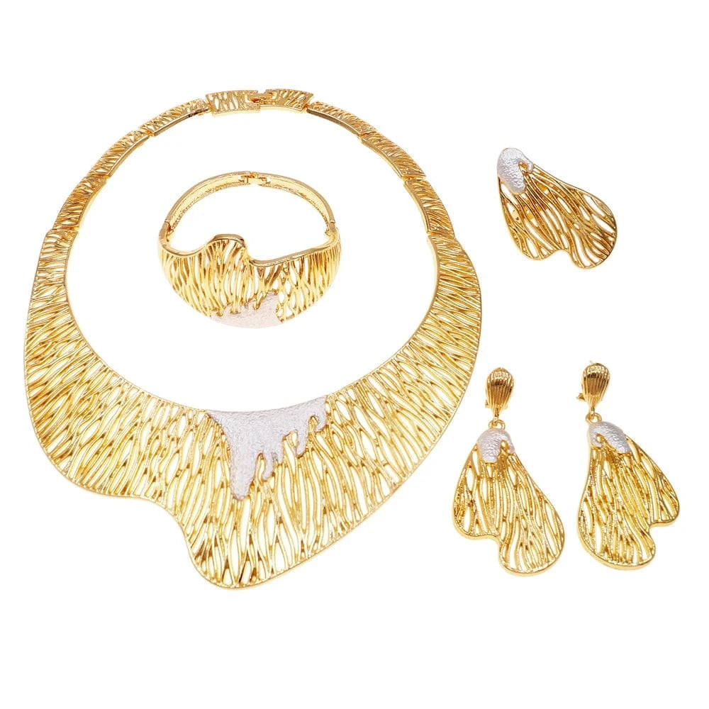 Zhuerrui Italian Ladies Party Jewelry Set Premium Brazilian Necklace Earring Sets Dubai Bridal Wedding Jewelry Sets H00570