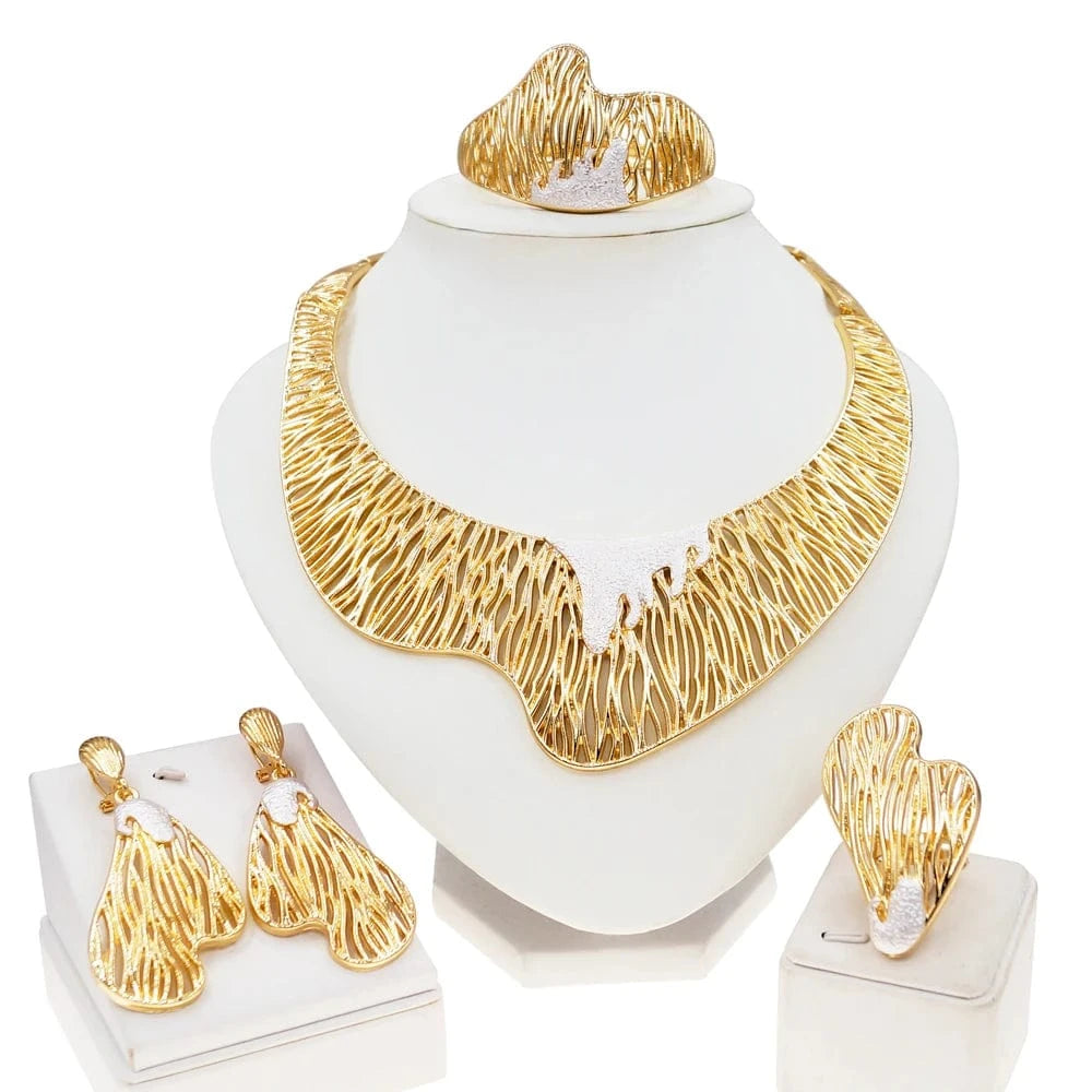 Zhuerrui Italian Ladies Party Jewelry Set Premium Brazilian Necklace Earring Sets Dubai Bridal Wedding Jewelry Sets H00570