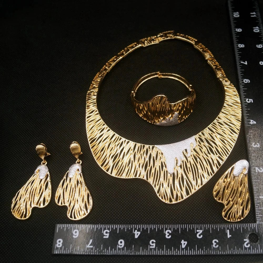 Zhuerrui Italian Ladies Party Jewelry Set Premium Brazilian Necklace Earring Sets Dubai Bridal Wedding Jewelry Sets H00570