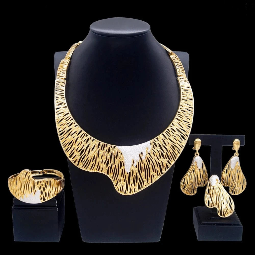 Zhuerrui Italian Ladies Party Jewelry Set Premium Brazilian Necklace Earring Sets Dubai Bridal Wedding Jewelry Sets H00570