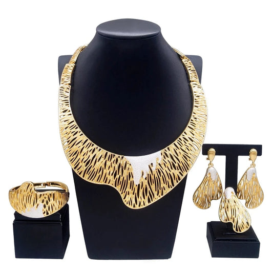 Zhuerrui Italian Ladies Party Jewelry Set Premium Brazilian Necklace Earring Sets Dubai Bridal Wedding Jewelry Sets H00570