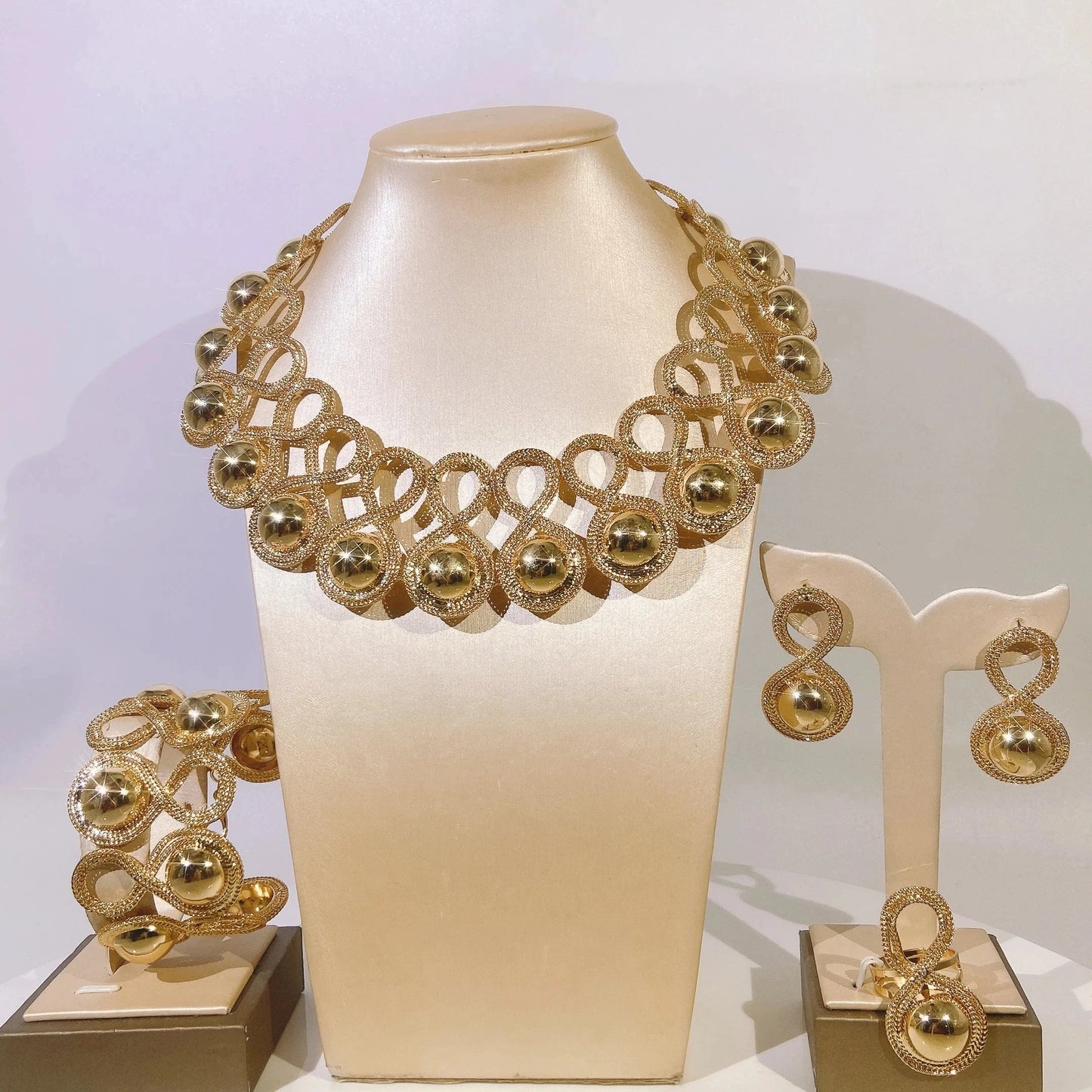 Zhuerrui Luxury Brazilian Gold Plated Jewelry Set Necklace Bracelet Earring Ring Nigerian Woman Wedding Jewelry Sets H20006