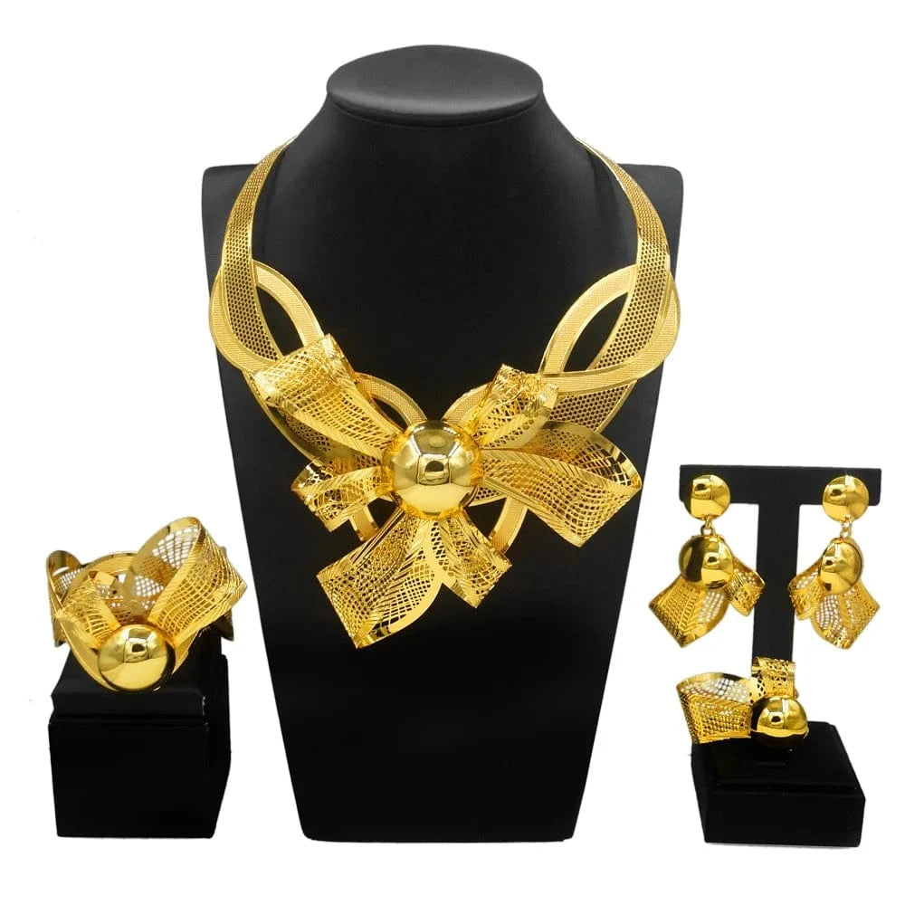 Zhuerrui Nigerian Bridal Italiano Fine Jewellery Set Brand Party Jewelry Set Women Brazilian Gold Jewelry Sets NH00126